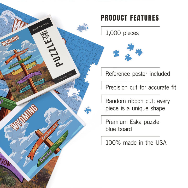 Wyoming, Signpost, Desert, Jigsaw Puzzle Puzzle Lantern Press 