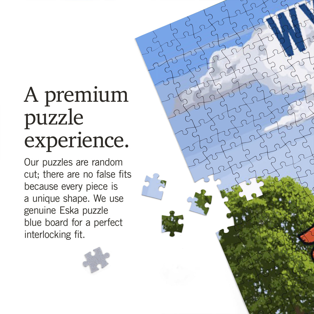 Wyoming, Signpost, Orchard, Jigsaw Puzzle Puzzle Lantern Press 