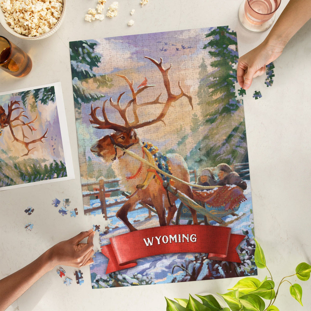 Wyoming, Sleigh Ride, Jigsaw Puzzle Puzzle Lantern Press 