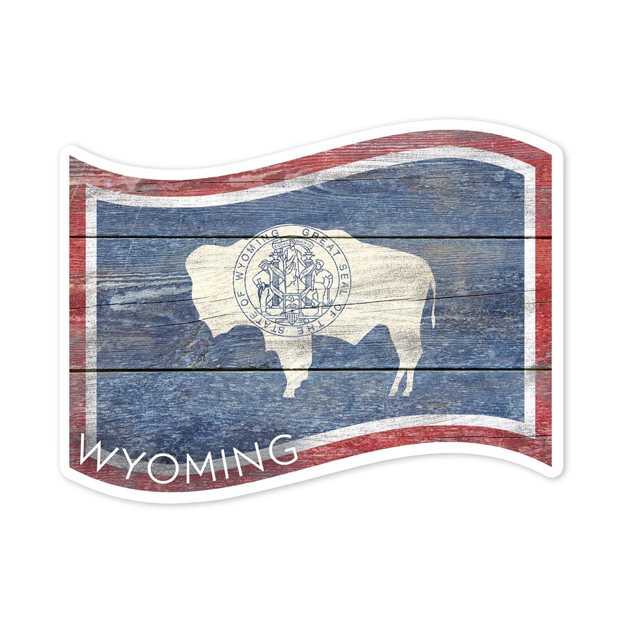 Wyoming, State Flag, Contour, Rustic Painting, Lantern Press Artwork, Vinyl Sticker Sticker Lantern Press 