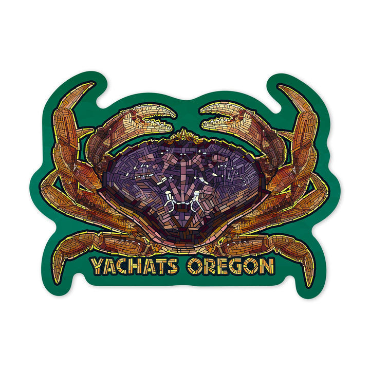 Yachats, Oregon, Dungeness Crab Mosaic-Contour, Vinyl Sticker Sticker Lantern Press 