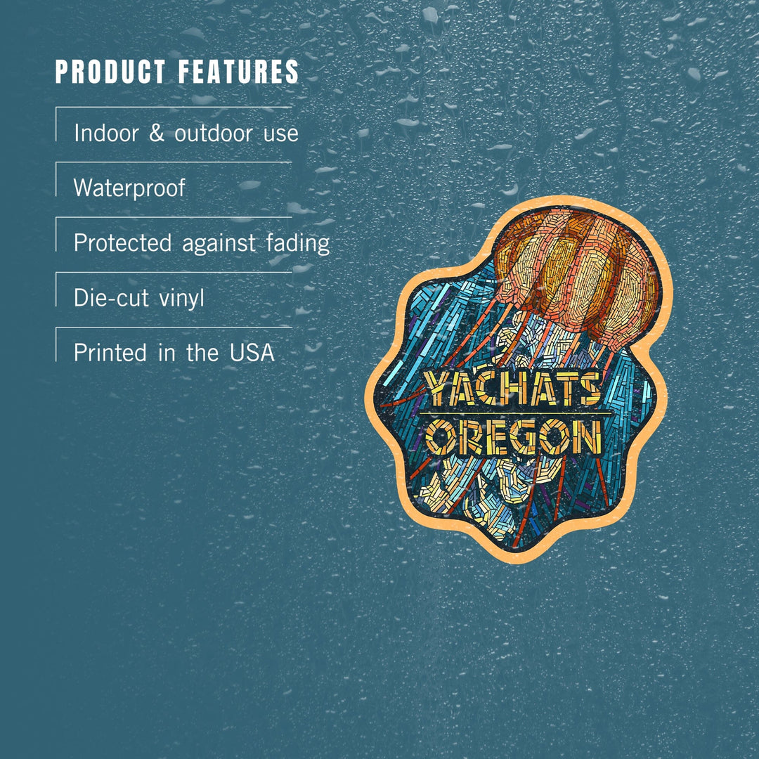 Yachats, Oregon, Jellyfish Mosaic, Contour, Vinyl Sticker Sticker Lantern Press 