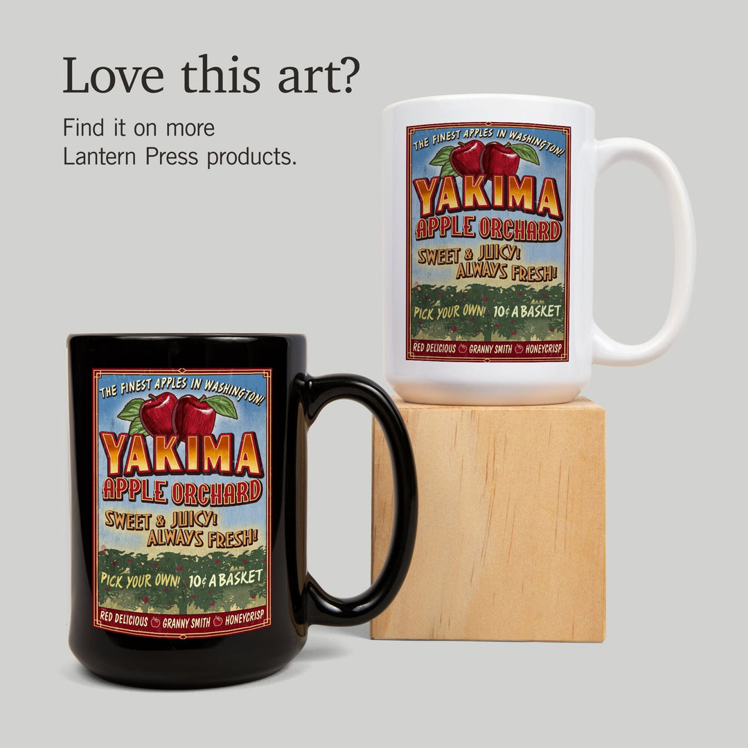 Yakima, Washington, Apple Orchard Vintage Sign, Ceramic Mug Mugs Lantern Press 