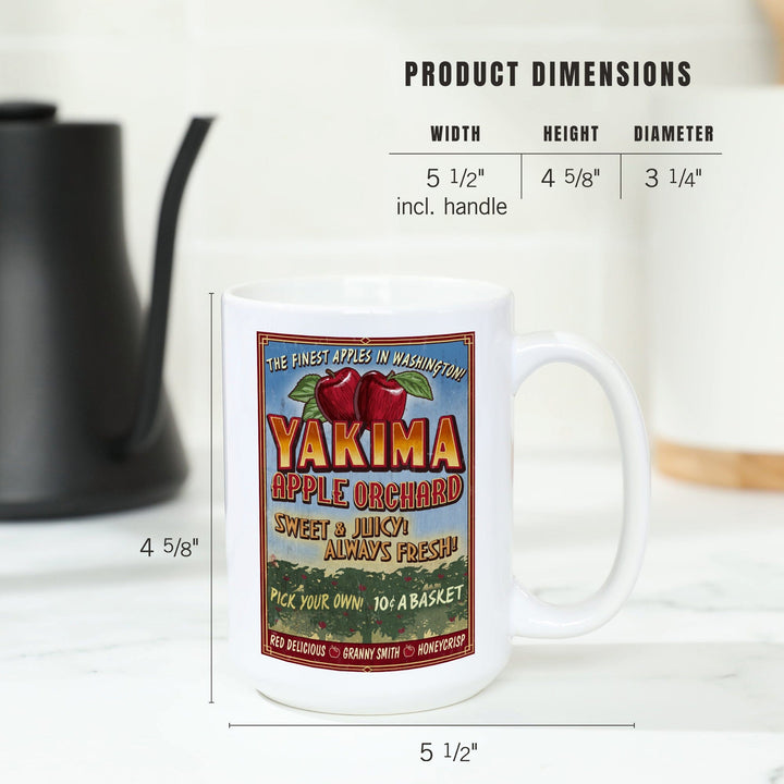Yakima, Washington, Apple Orchard Vintage Sign, Ceramic Mug Mugs Lantern Press 
