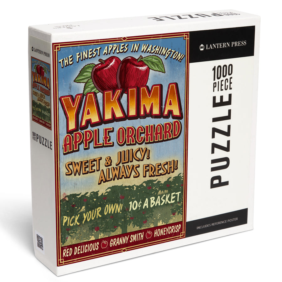 Yakima, Washington, Apple Orchard Vintage Sign, Jigsaw Puzzle Puzzle Lantern Press 