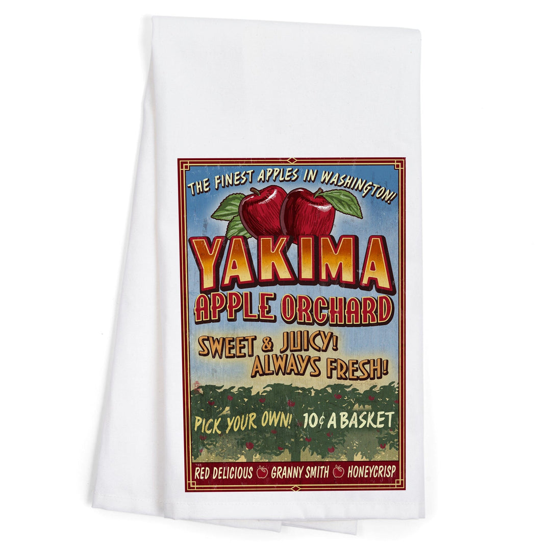 Yakima, Washington, Apple Orchard Vintage Sign, Lantern Press Artwork, Towels and Aprons Kitchen Lantern Press 