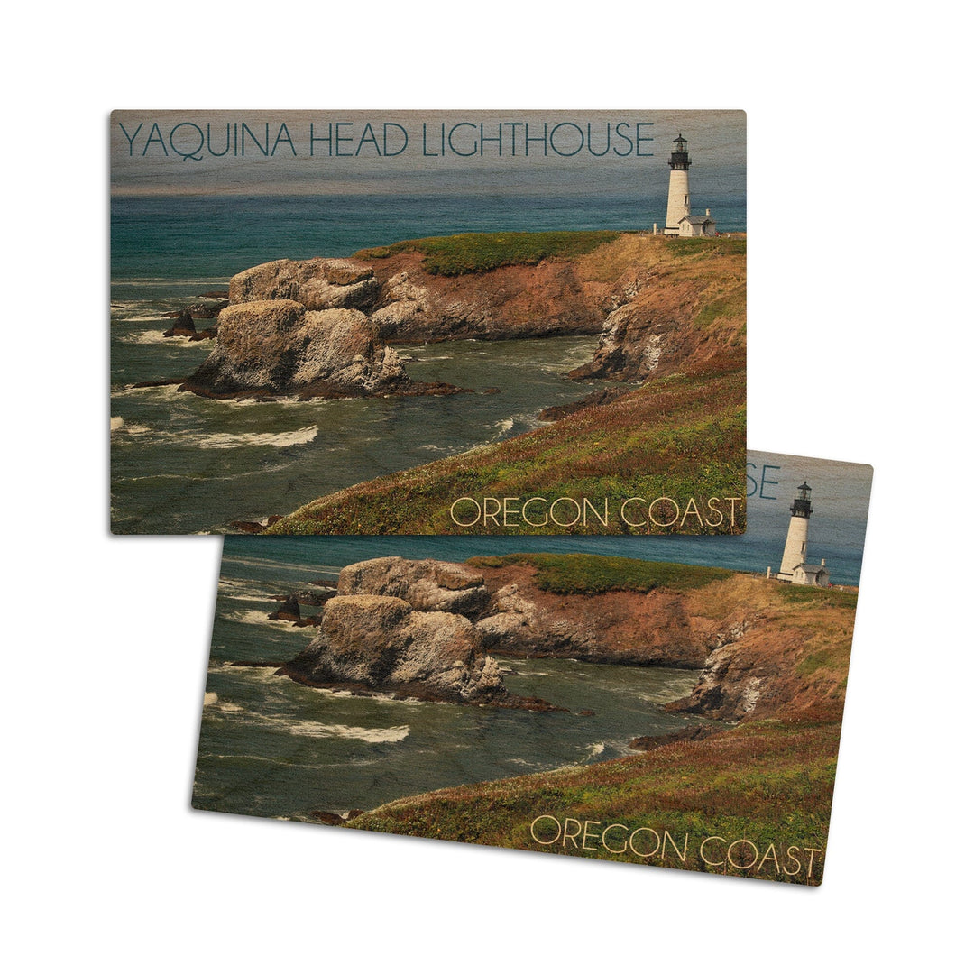 Yaquina Head Lighthouse, Oregon Coast, Lantern Press Photography, Wood Signs and Postcards Wood Lantern Press 4x6 Wood Postcard Set 