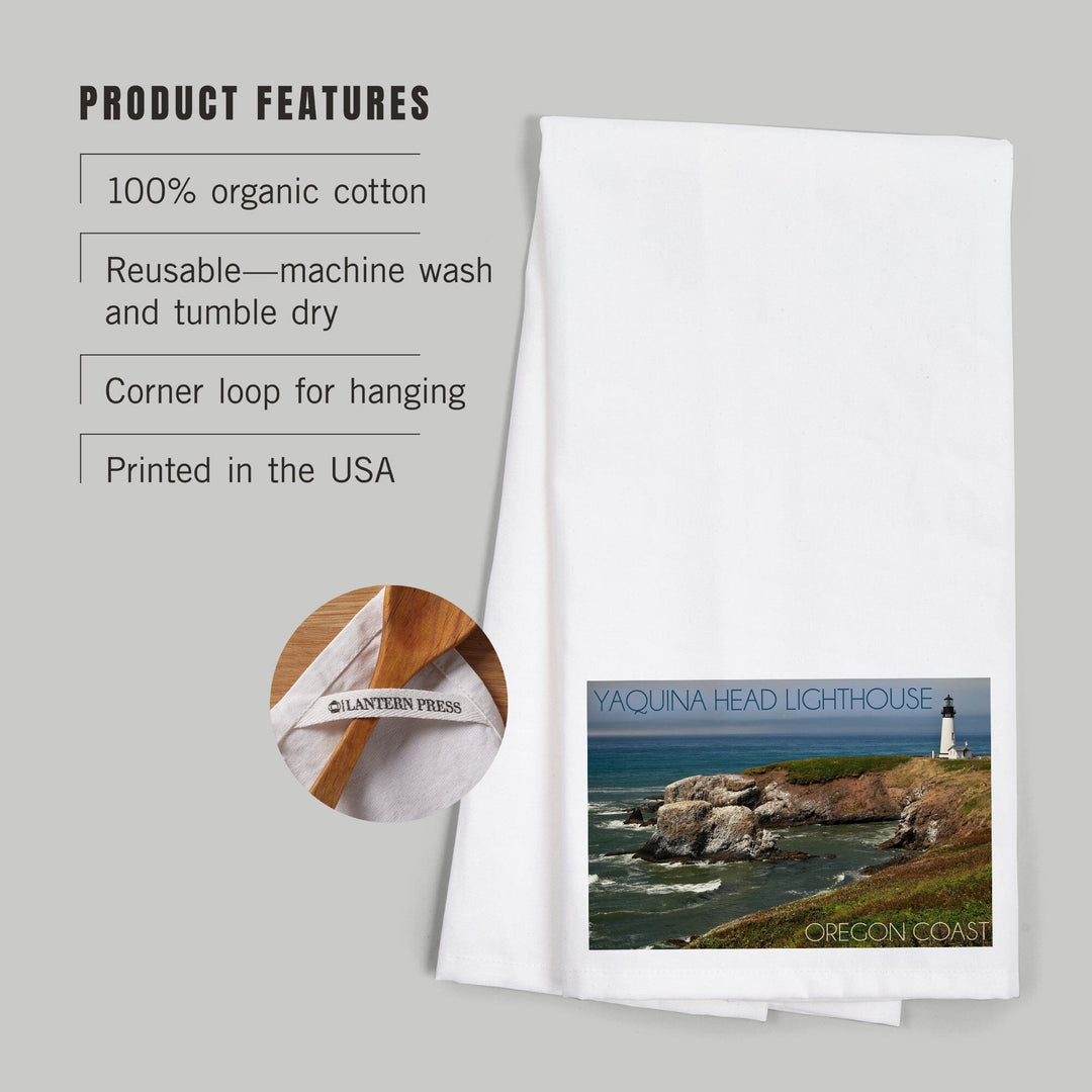 Yaquina Head Lighthouse, Oregon Coast, Organic Cotton Kitchen Tea Towels Kitchen Lantern Press 