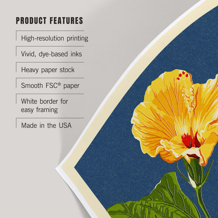 Yellow Hibiscus, Letterpress, Art & Giclee Prints Art Lantern Press 