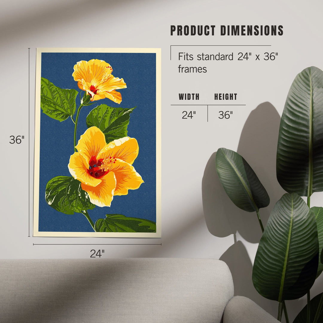 Yellow Hibiscus, Letterpress, Art & Giclee Prints Art Lantern Press 