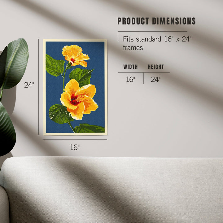 Yellow Hibiscus, Letterpress, Art & Giclee Prints Art Lantern Press 