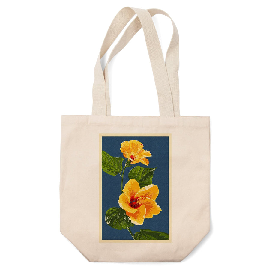 Yellow Hibiscus, Letterpress, Lantern Press Artwork, Tote Bag Totes Lantern Press 