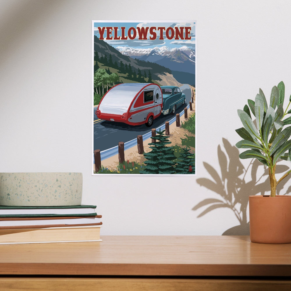 Yellowstone, Montana, Retro Camper, Art & Giclee Prints Art Lantern Press 