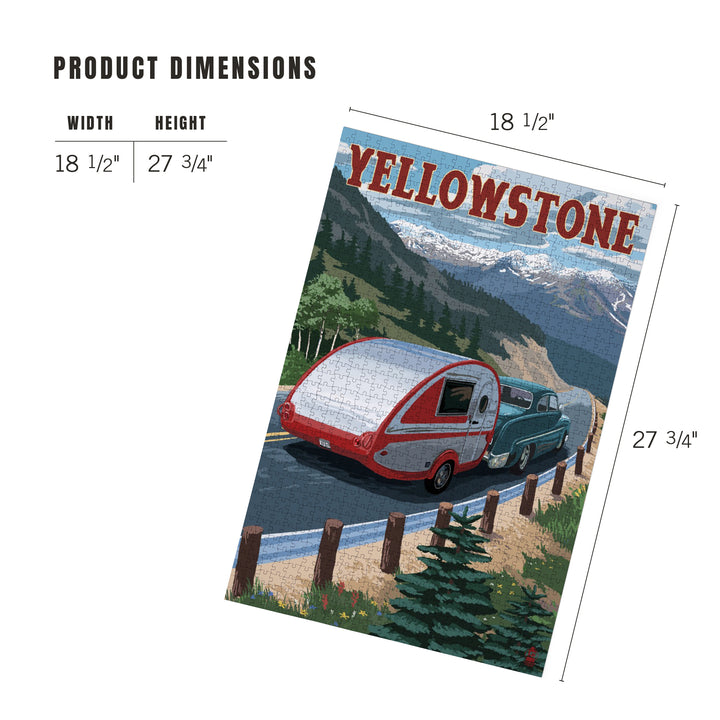 Yellowstone, Montana, Retro Camper, Jigsaw Puzzle Puzzle Lantern Press 