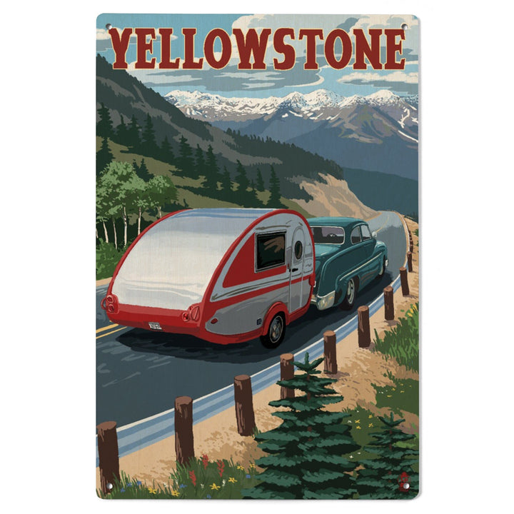 Yellowstone, Montana, Retro Camper, Lantern Press Artwork, Wood Signs and Postcards Wood Lantern Press 