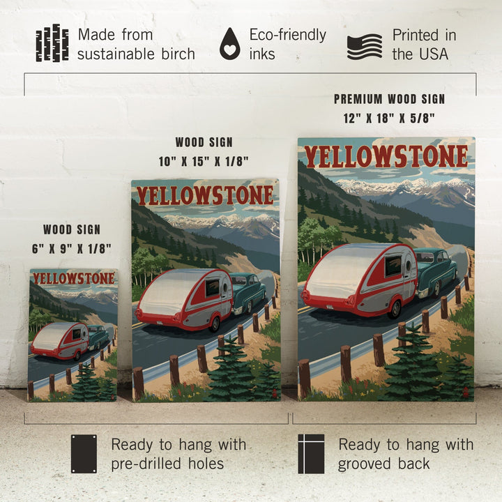 Yellowstone, Montana, Retro Camper, Lantern Press Artwork, Wood Signs and Postcards Wood Lantern Press 