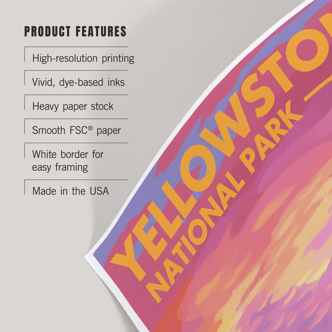 Yellowstone National Park, Bison and Sunset, Art & Giclee Prints Art Lantern Press 
