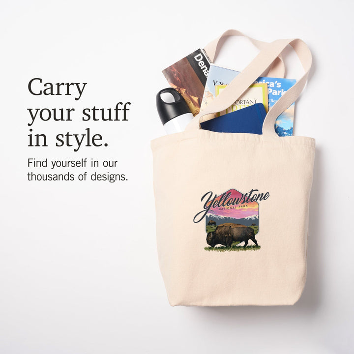 Yellowstone National Park, Bison and Sunset,, Tote Bag Totes Lantern Press 