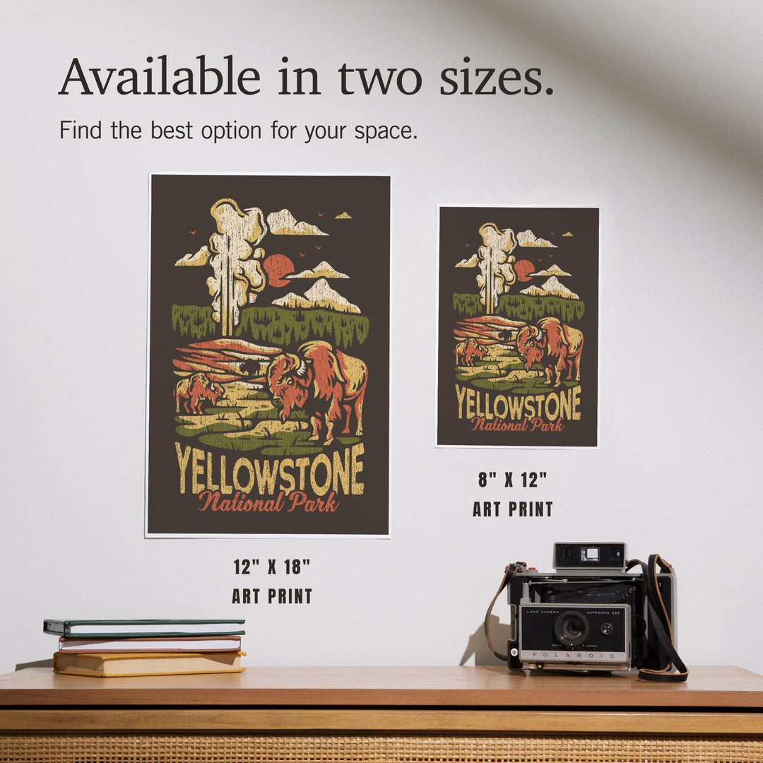 Yellowstone National Park, Distressed Vector, Old Faithful, Art & Giclee Prints Art Lantern Press 