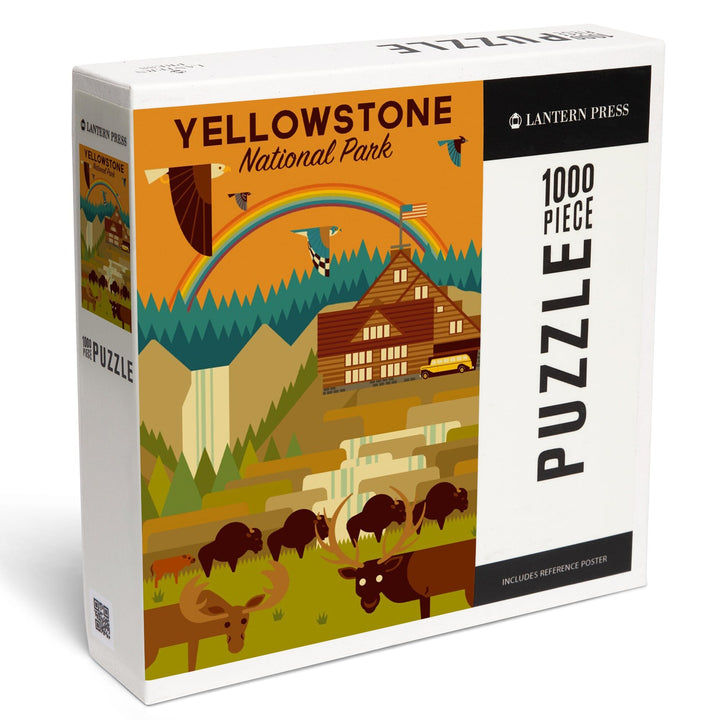 Yellowstone National Park, Geometric Experience Collection, Lodge, Jigsaw Puzzle Puzzle Lantern Press 