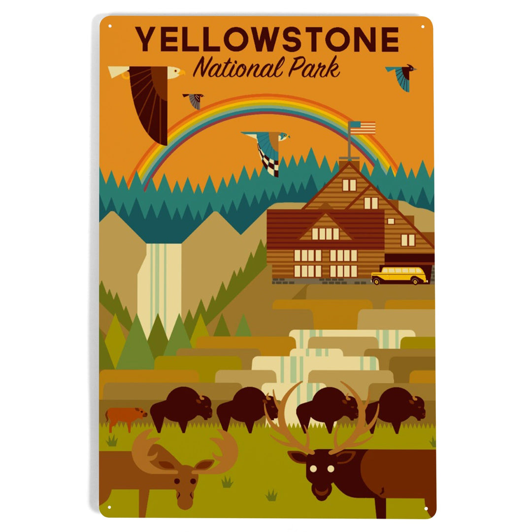 Yellowstone National Park, Geometric Experience Collection, Lodge, Metal Signs Metal Lantern Press 