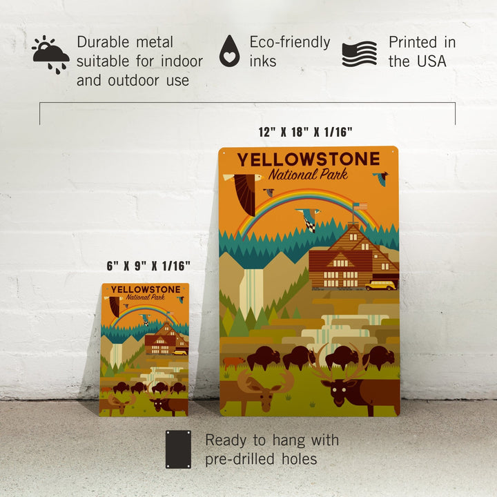 Yellowstone National Park, Geometric Experience Collection, Lodge, Metal Signs Metal Lantern Press 