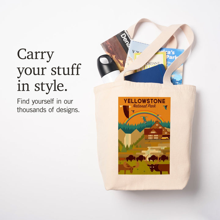 Yellowstone National Park, Geometric Experience Collection, Lodge, Tote Bag Totes Lantern Press 