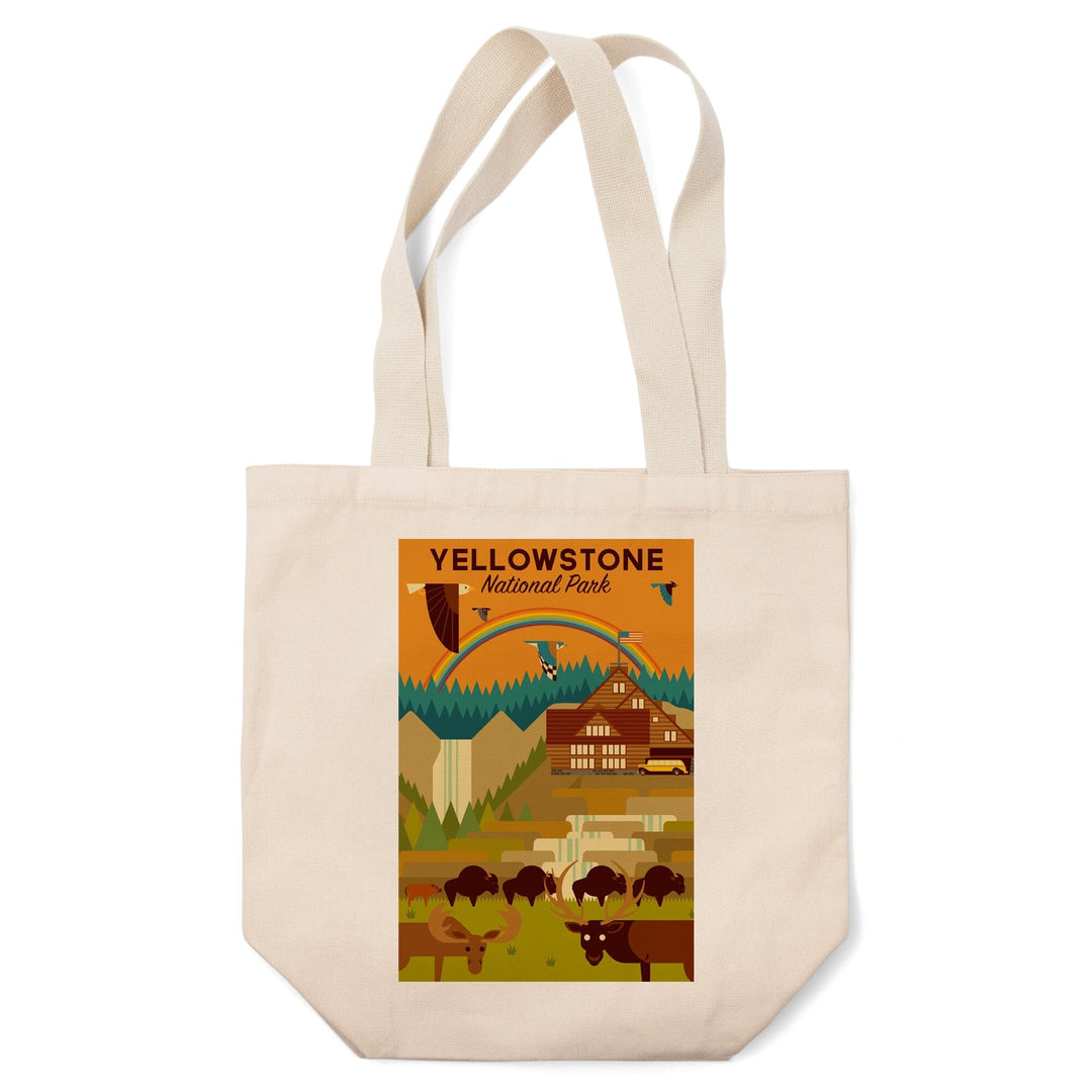 Yellowstone National Park, Geometric Experience Collection, Lodge, Tote Bag Totes Lantern Press 