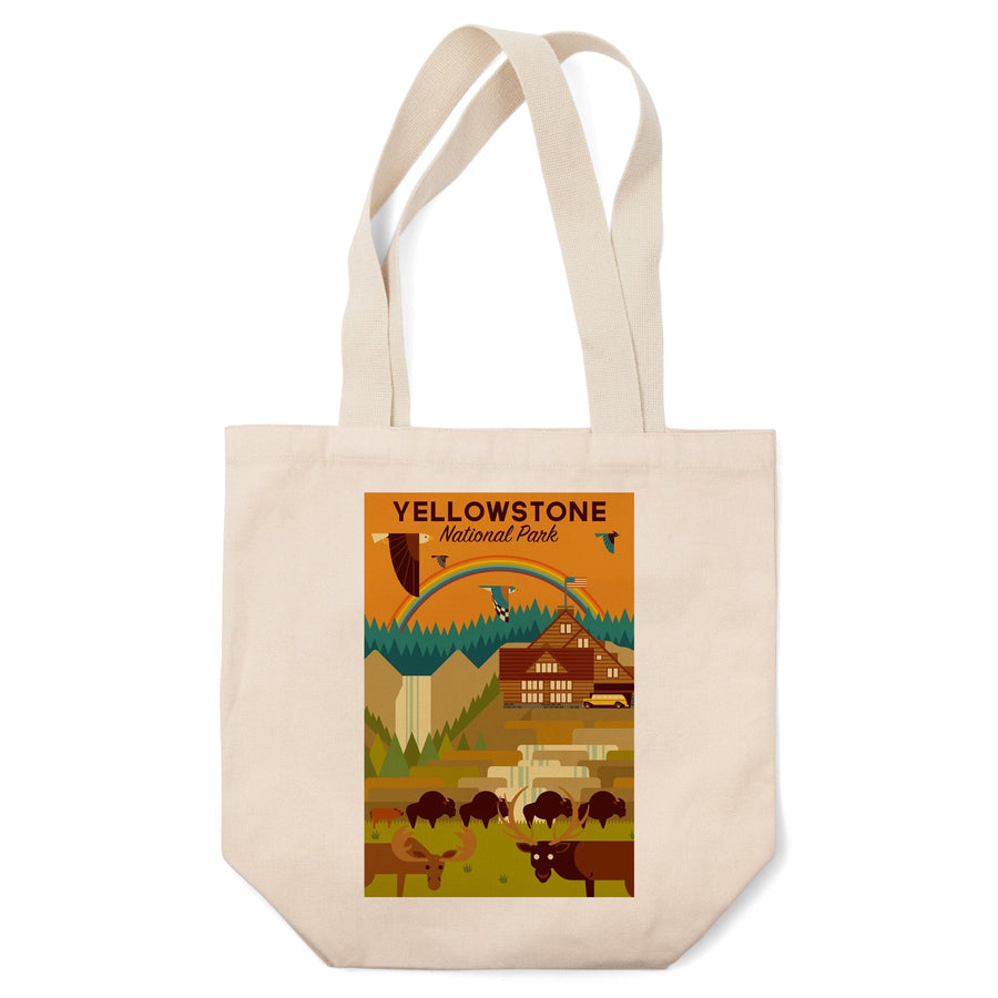 Yellowstone National Park, Geometric Experience Collection, Lodge, Tote Bag Totes Lantern Press 