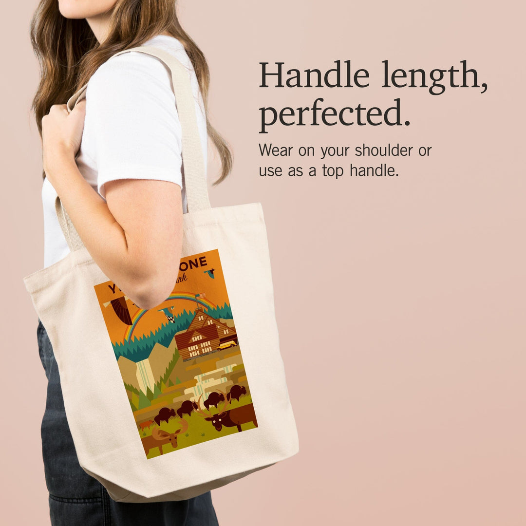 Yellowstone National Park, Geometric Experience Collection, Lodge, Tote Bag Totes Lantern Press 