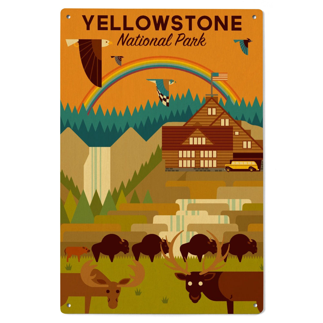 Yellowstone National Park, Geometric Experience Collection, Lodge, Wood Signs and Postcards Wood Lantern Press 