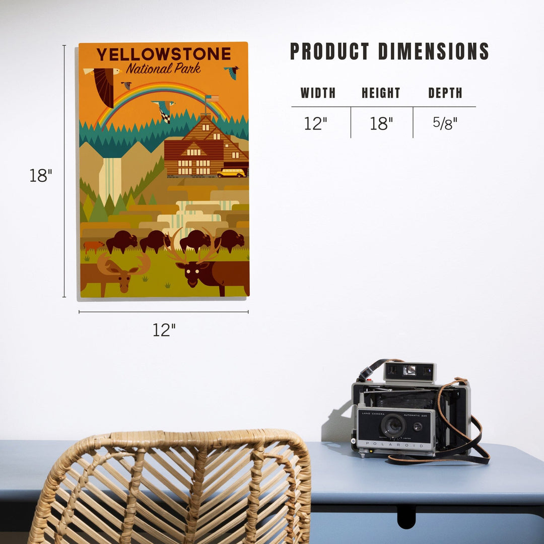 Yellowstone National Park, Geometric Experience Collection, Lodge, Wood Signs and Postcards Wood Lantern Press 