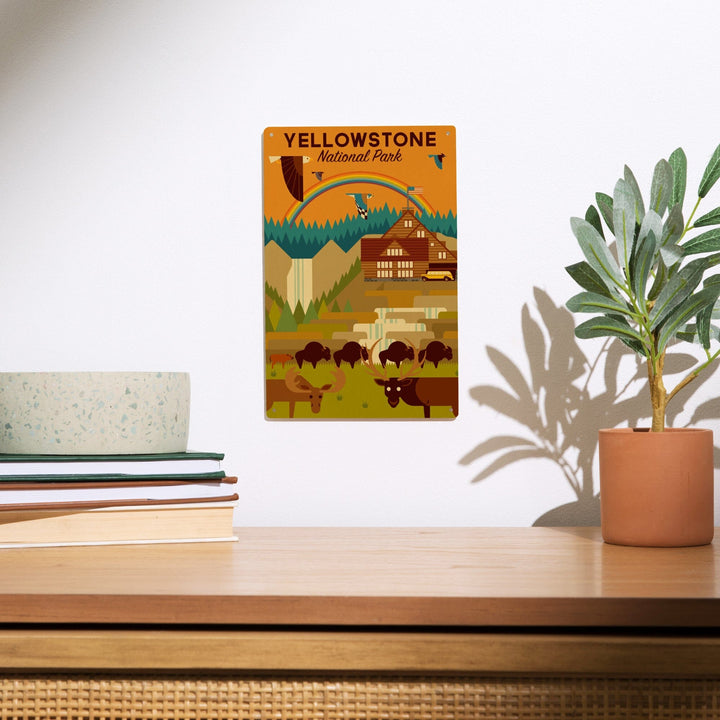 Yellowstone National Park, Geometric Experience Collection, Lodge, Wood Signs and Postcards Wood Lantern Press 