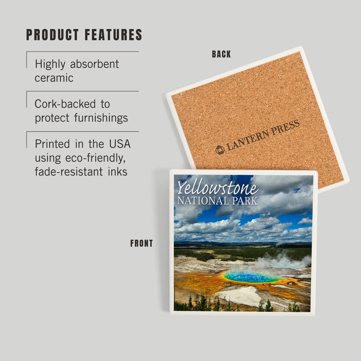 Yellowstone National Park, Grand Prismatic Pool, Coasters Coasters Lantern Press 