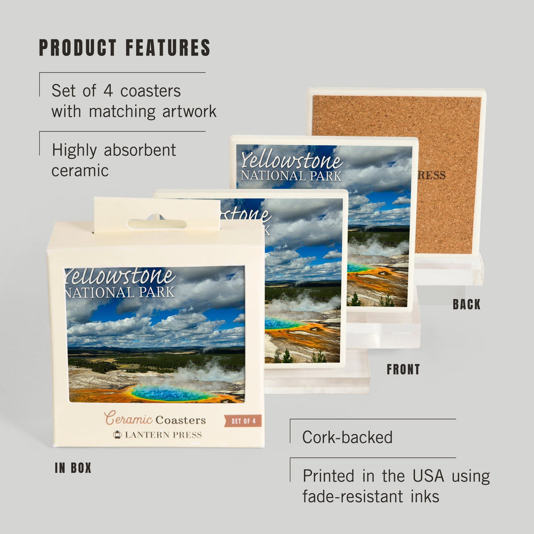 Yellowstone National Park, Grand Prismatic Pool, Coasters Coasters Lantern Press 