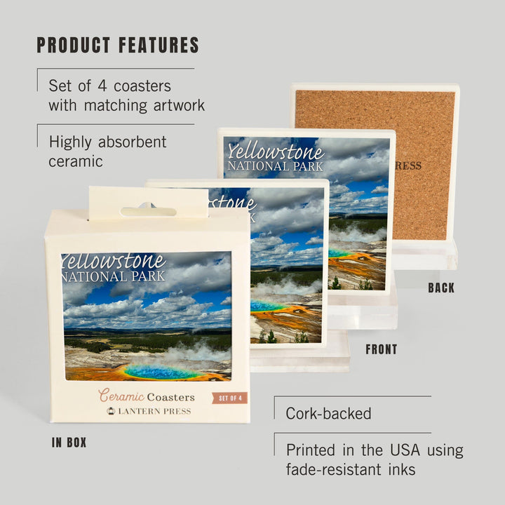 Yellowstone National Park, Grand Prismatic Pool, Coasters Coasters Lantern Press 
