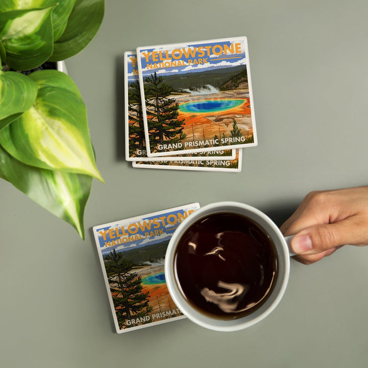 Yellowstone National Park, Grand Prismatic Spring, Coasters Coasters Lantern Press 