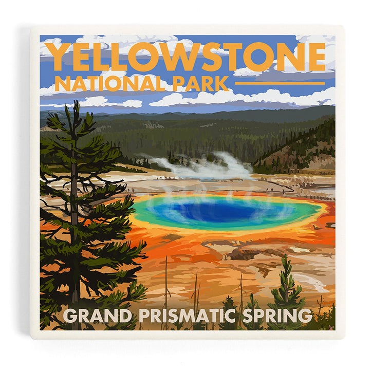 Yellowstone National Park, Grand Prismatic Spring, Coasters Coasters Lantern Press 