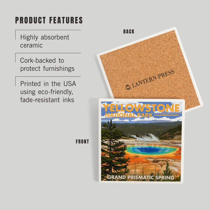 Yellowstone National Park, Grand Prismatic Spring, Coasters Coasters Lantern Press 