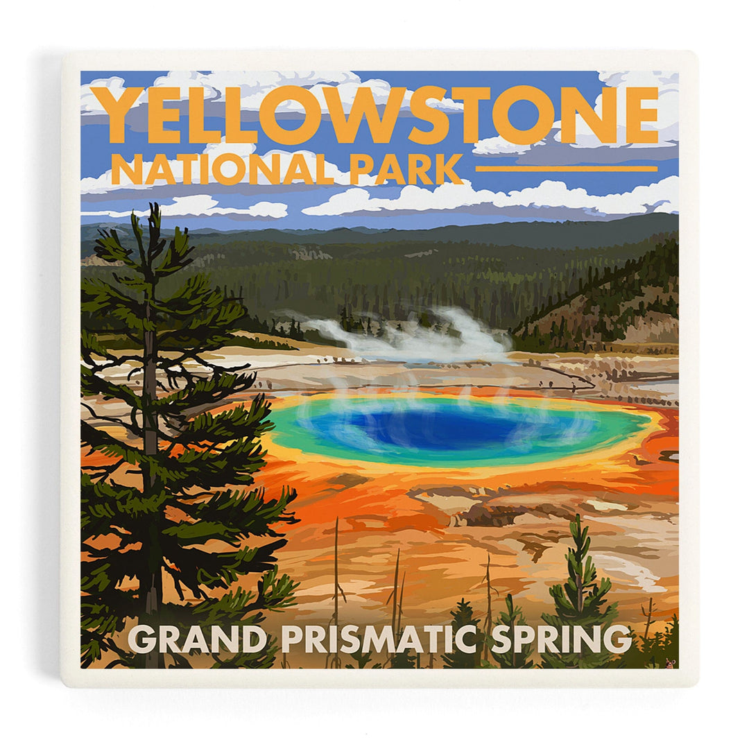 Yellowstone National Park, Grand Prismatic Spring, Coasters Coasters Lantern Press Coaster 