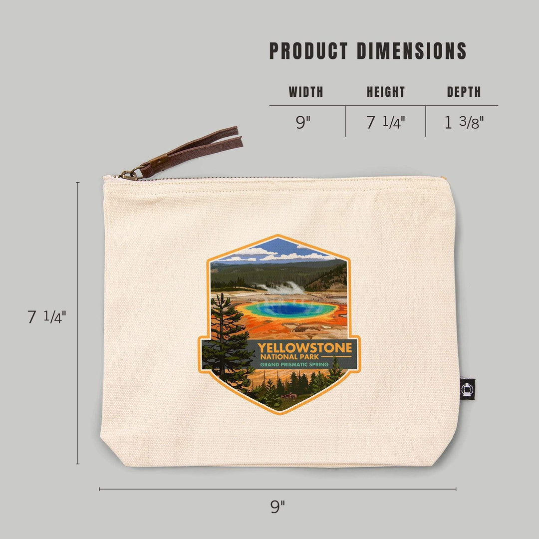 Yellowstone National Park, Grand Prismatic Spring,, Organic Cotton Zipper Pouch, Go Bag Go Bag Lantern Press 