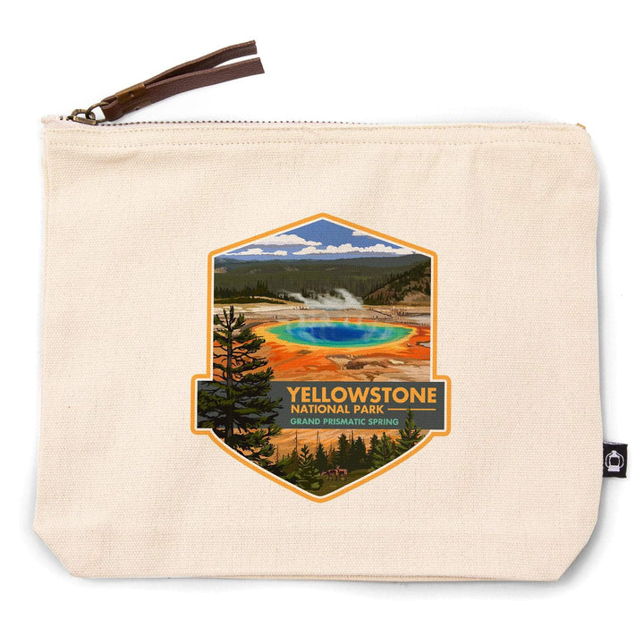 Yellowstone National Park, Grand Prismatic Spring,, Organic Cotton Zipper Pouch, Go Bag Go Bag Lantern Press 