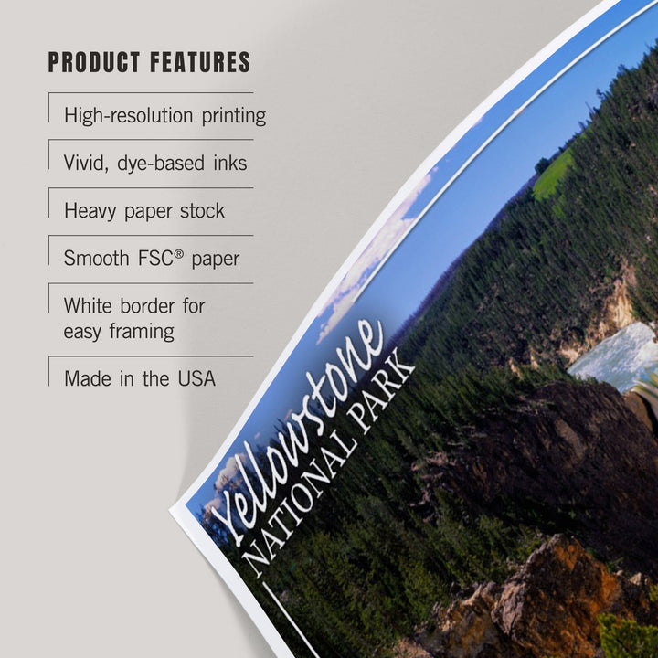 Yellowstone National Park, Lower Yellowstone Falls Aerial, Art & Giclee Prints Art Lantern Press 