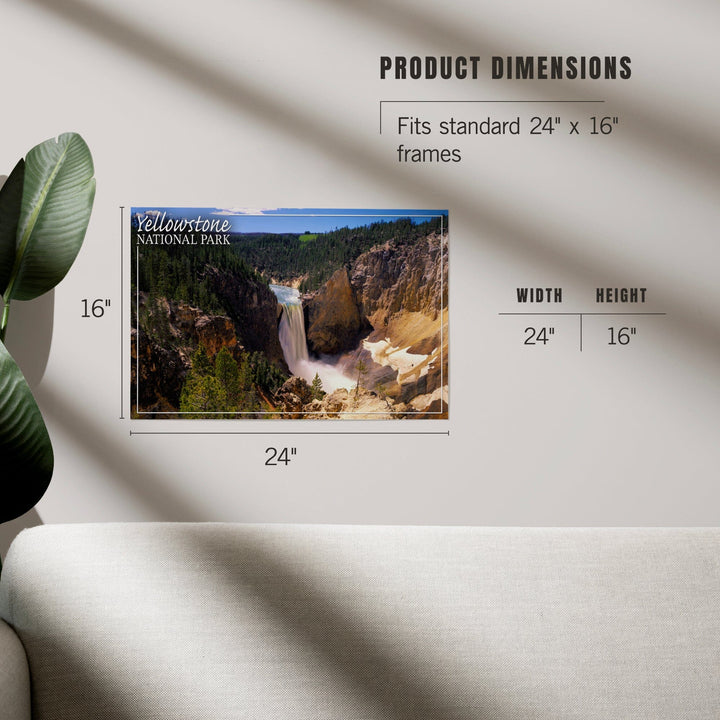 Yellowstone National Park, Lower Yellowstone Falls Aerial, Art & Giclee Prints Art Lantern Press 
