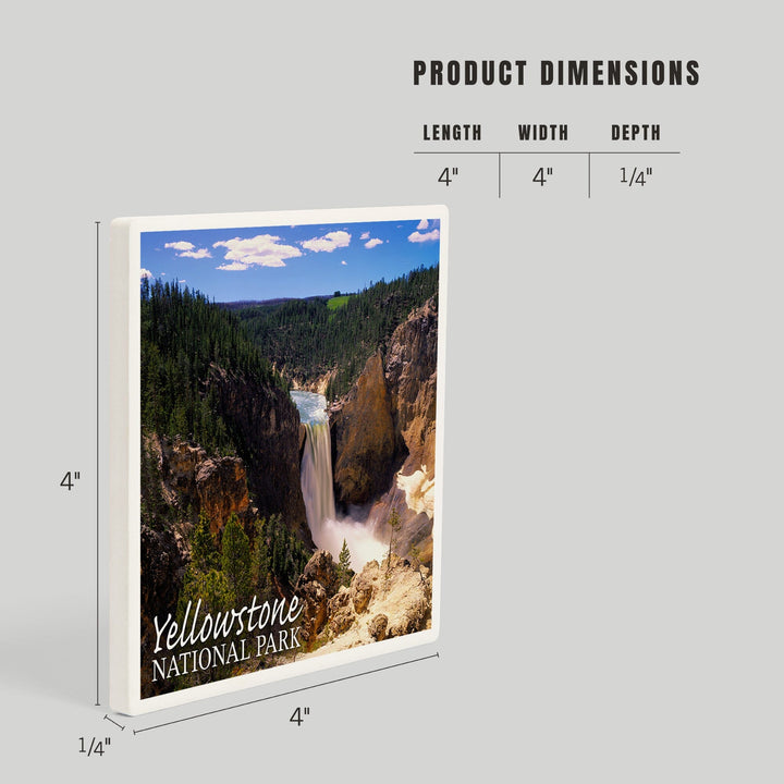 Yellowstone National Park, Lower Yellowstone Falls Aerial, Coasters Coasters Lantern Press 