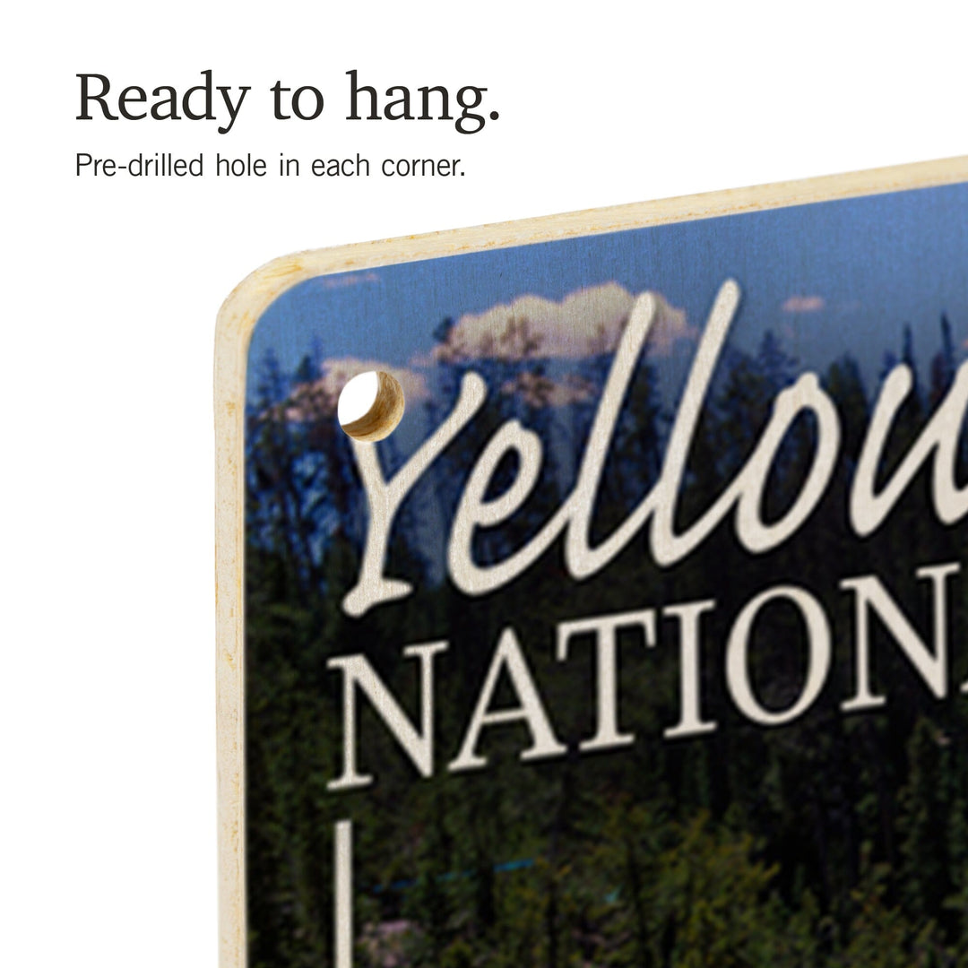 Yellowstone National Park, Lower Yellowstone Falls Aerial, Lantern Press Photography, Wood Signs and Postcards Wood Lantern Press 