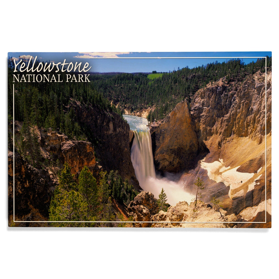 Yellowstone National Park, Lower Yellowstone Falls Aerial, Lantern Press Photography, Wood Signs and Postcards Wood Lantern Press 