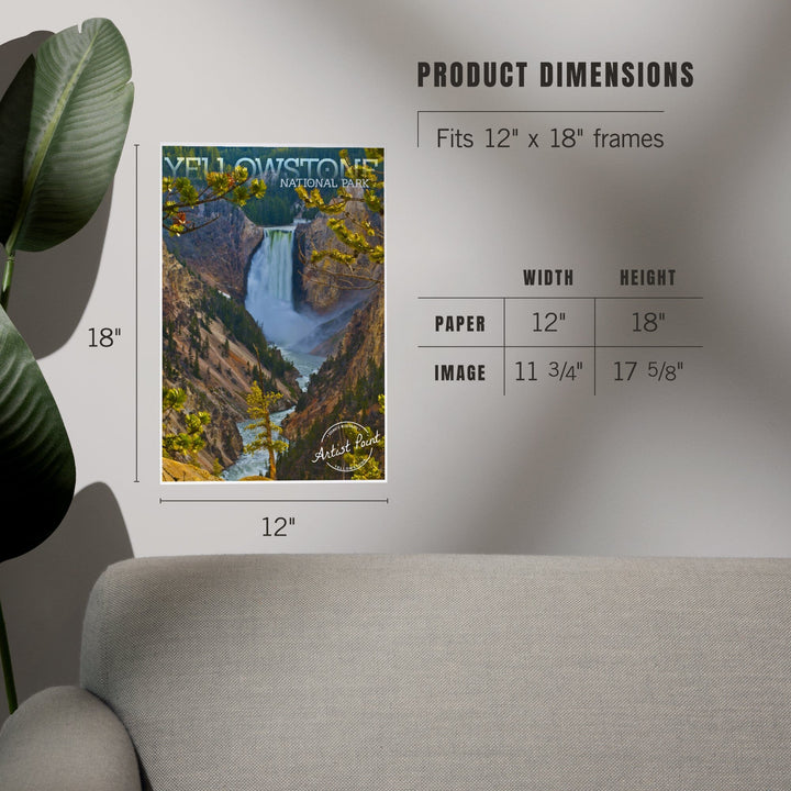 Yellowstone National Park, Lower Yellowstone Falls, Art & Giclee Prints Art Lantern Press 