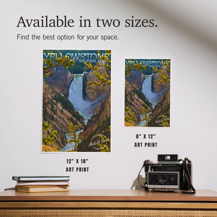 Yellowstone National Park, Lower Yellowstone Falls, Art & Giclee Prints Art Lantern Press 