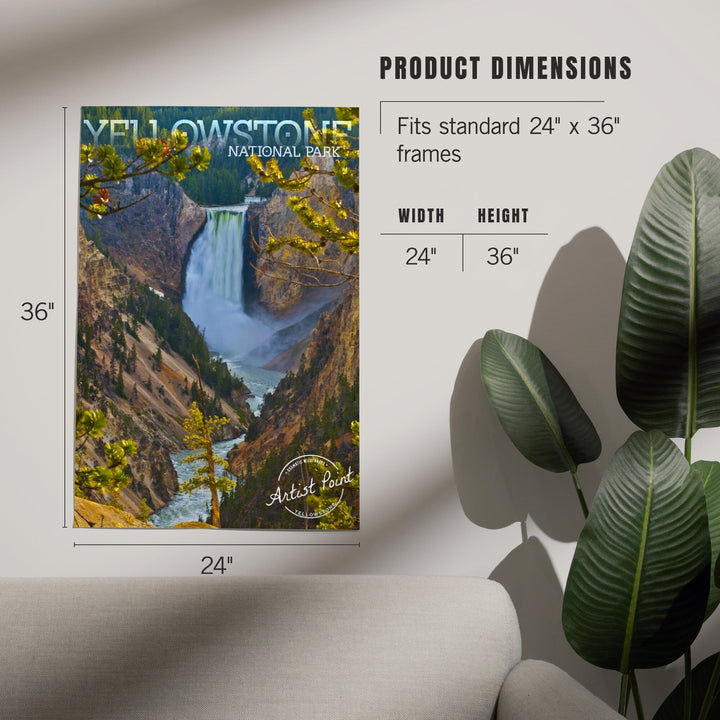 Yellowstone National Park, Lower Yellowstone Falls, Art & Giclee Prints Art Lantern Press 